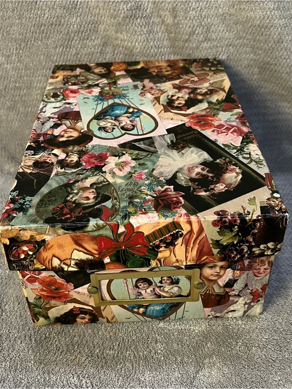 Vintage-style Decorative style Gift Box with Floral & Victorian Collage